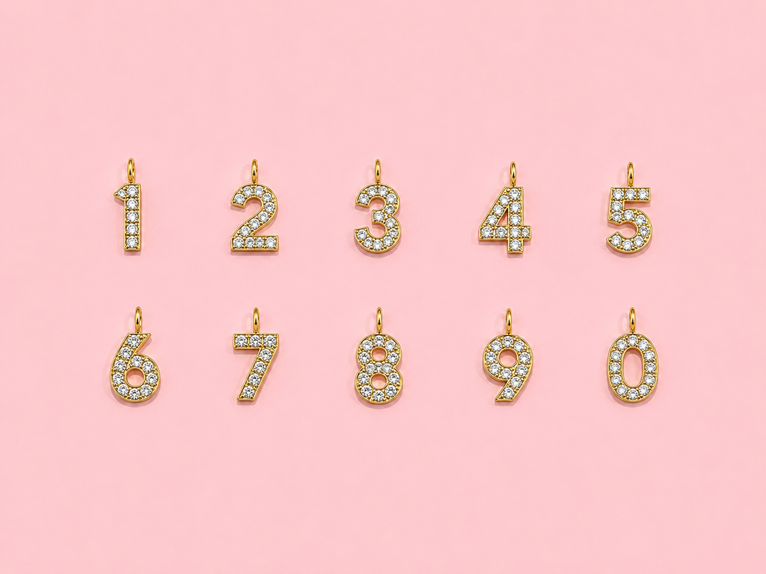 Charms lettre & chiffre à strass
