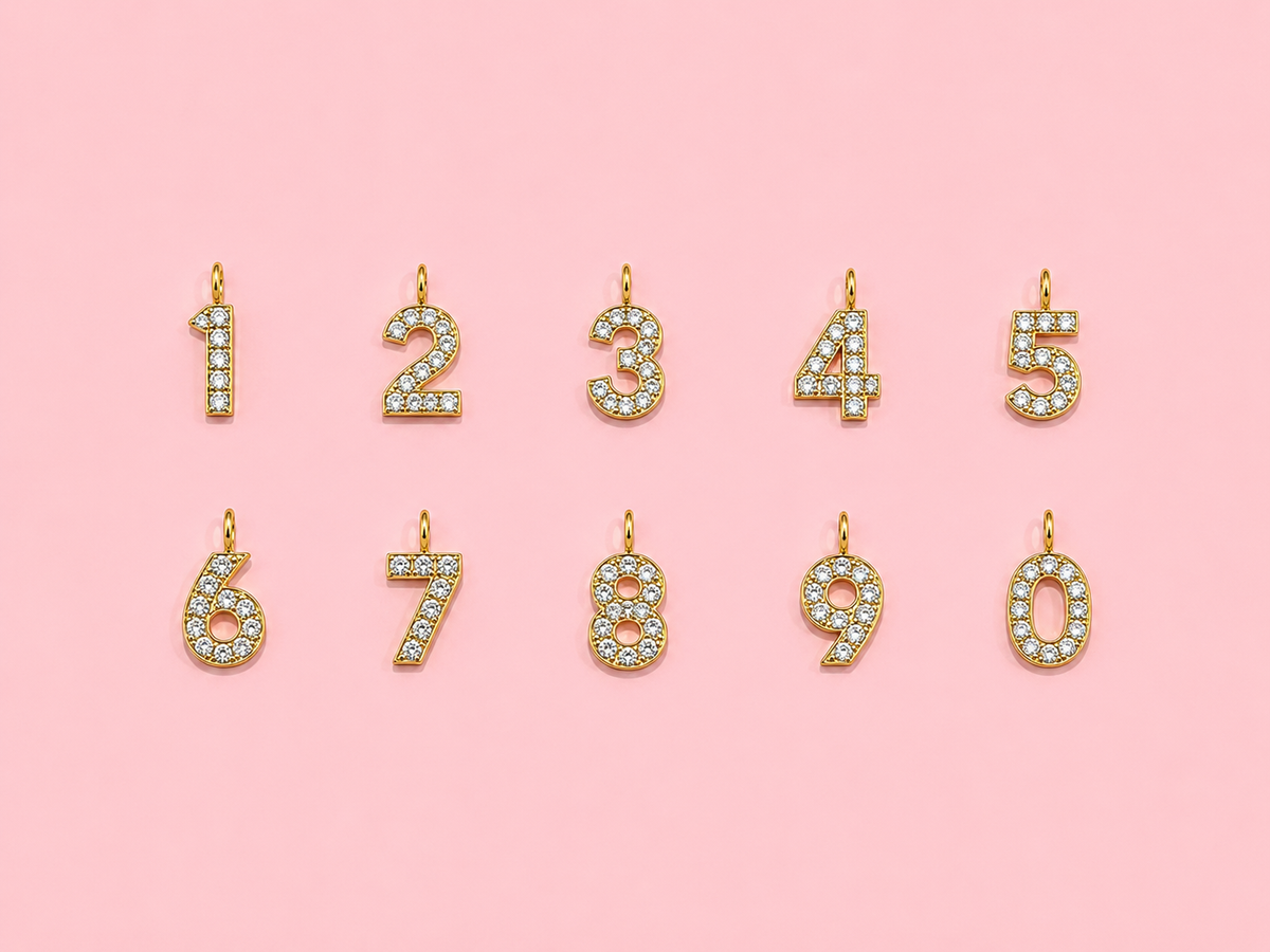 Charms lettre & chiffre à strass